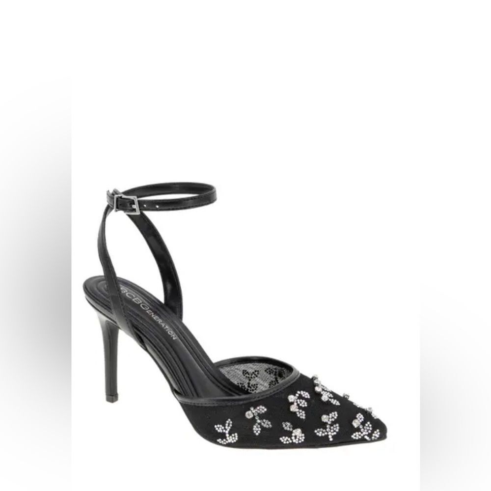 BCBGeneration Rhinestone
Embellished Pointed-Toe Ankle-Strap Heels sz 8 - Picture 4 of 10